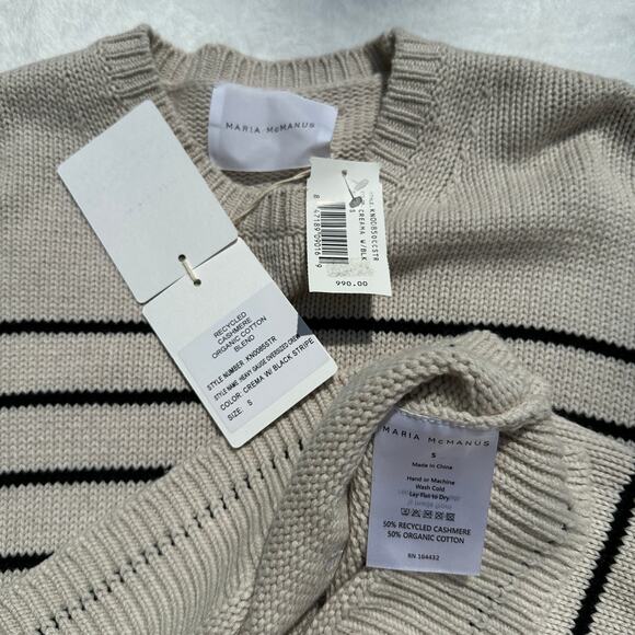 Maria McManus Heavy Gauge Oversized Crew Sweater Small Crema Black NWT$990 - Picture 12 of 16